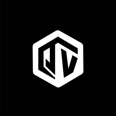Q V ilk mektup altıgen logo vektör