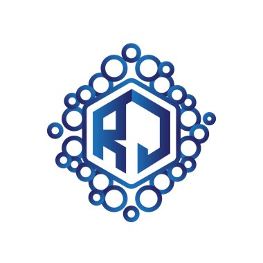 R J ilk mektup altıgen logo vektör