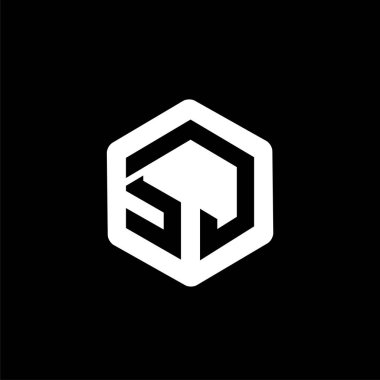 SJ ilk mektup altıgen logo vektör