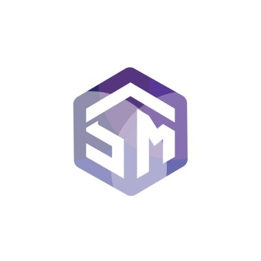 SM ilk mektup altıgen logo vektör