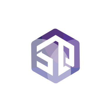 Sq ilk mektup altıgen logo vektör