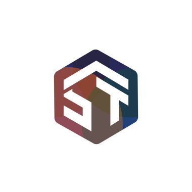 St Initial mektup altıgen logo vektör