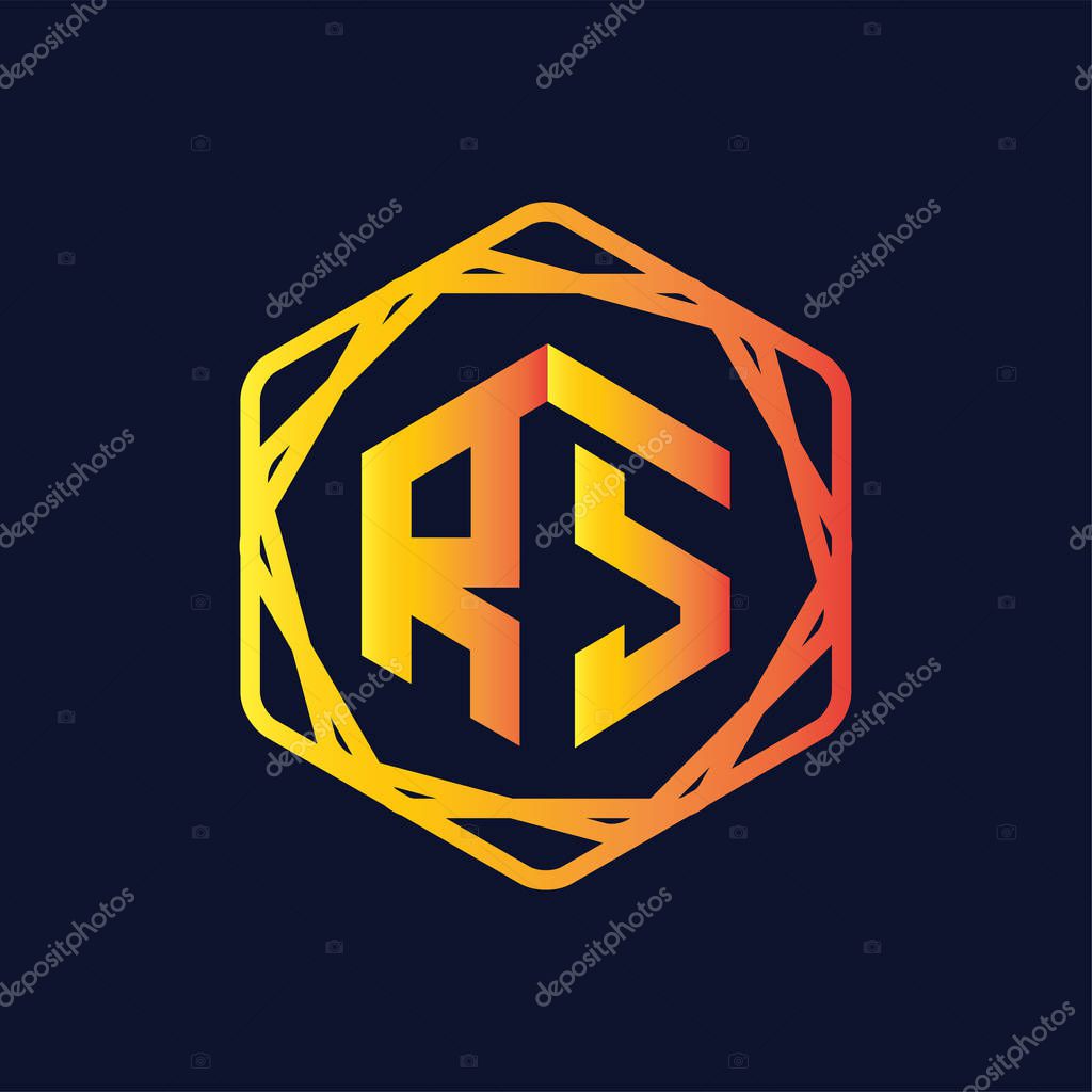 RS Initial letter hexagonal logo vector