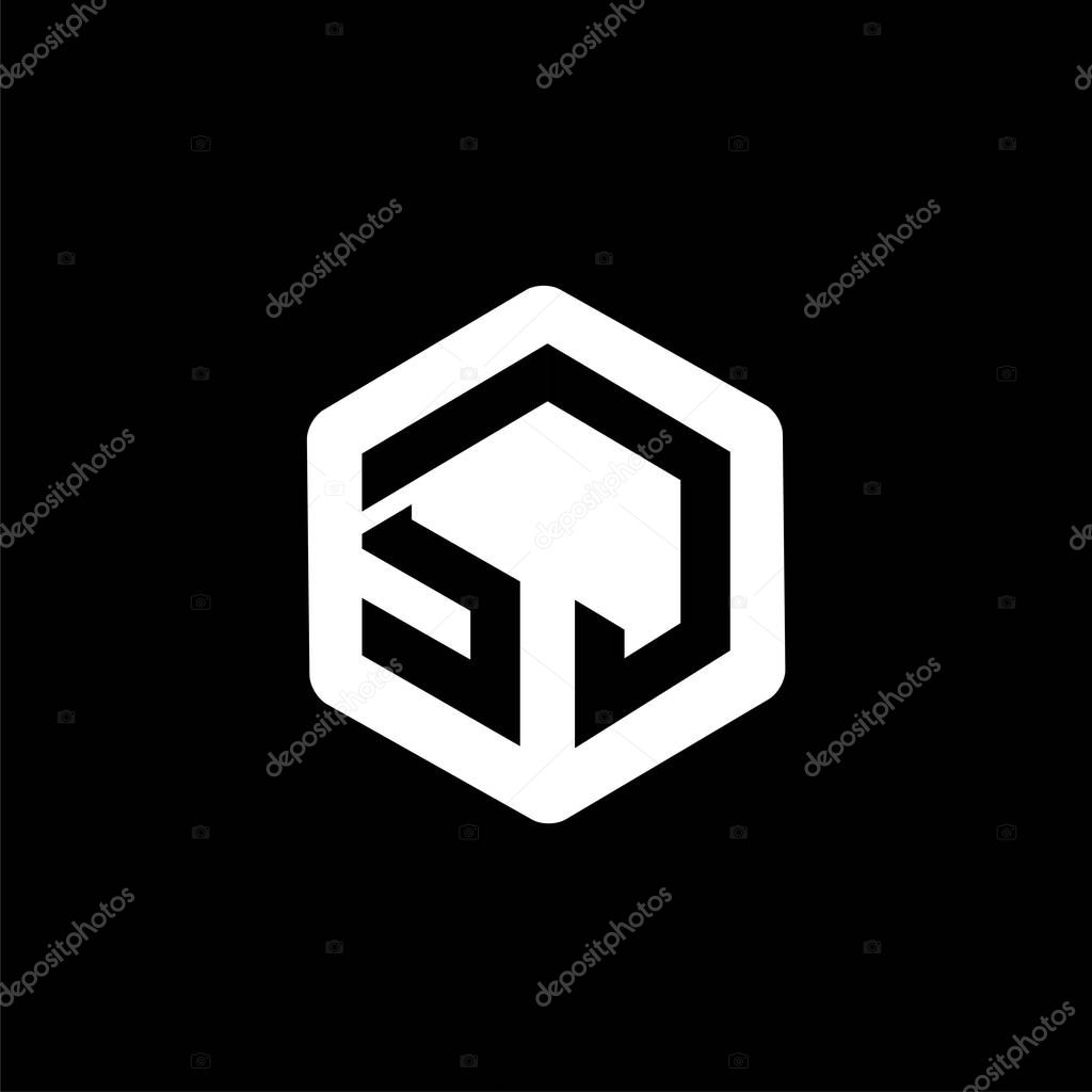 SJ Initial letter hexagonal logo vector