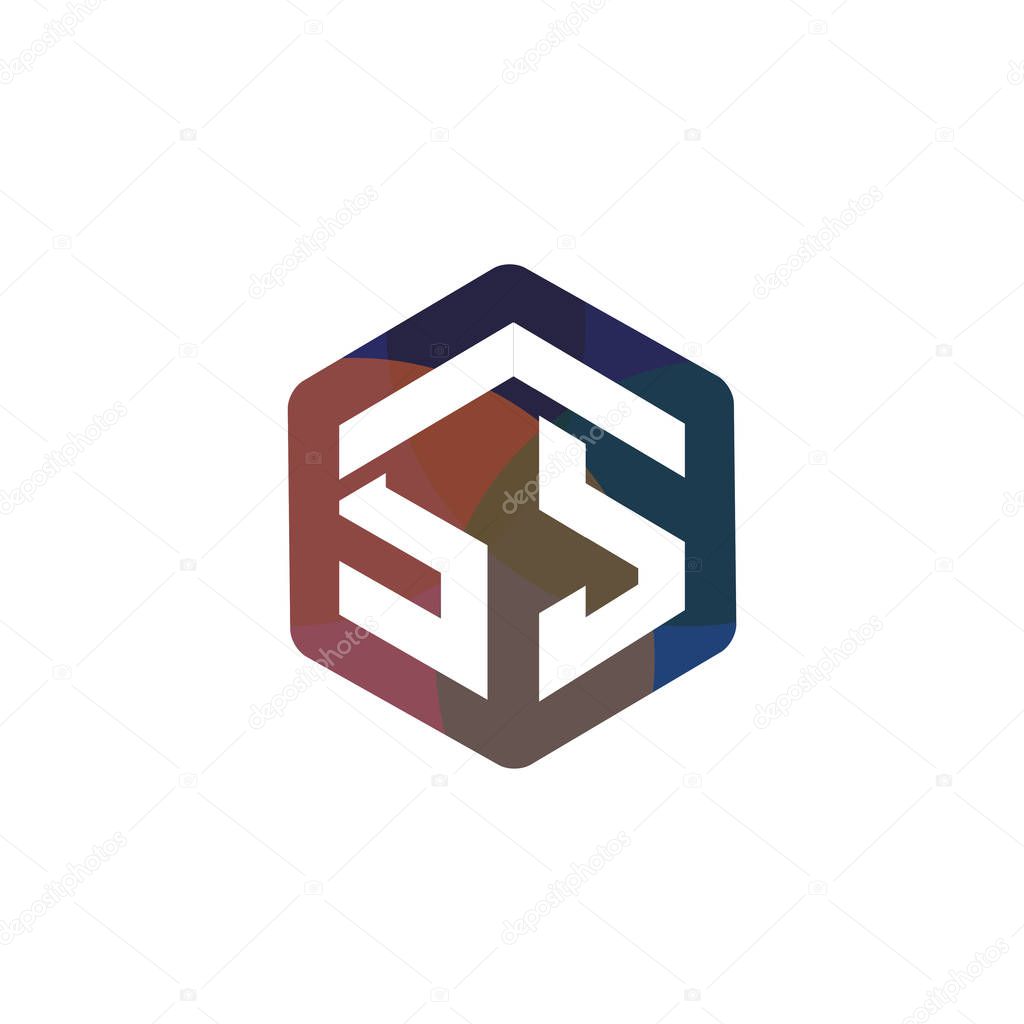 SS Initial letter hexagonal logo vector