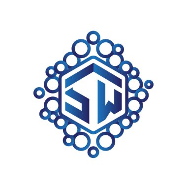 SW ilk mektup altıgen logo vektör