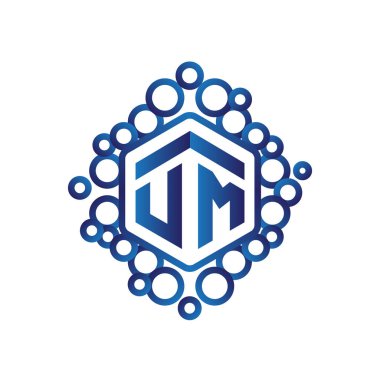 Um ilk harfini altıgen logo vektör