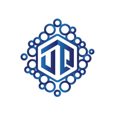 U Q ilk mektup altıgen logo vektör