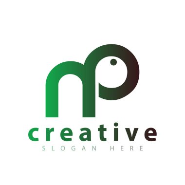 NP ilk mektup hayvan logo simge vektör şablonu