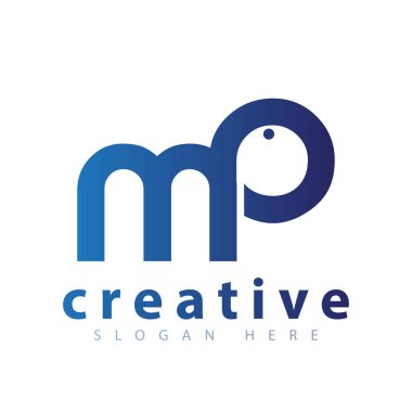 MP ilk mektup hayvan logo simge vektör şablonu