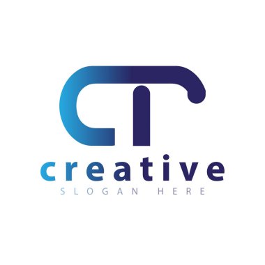CT ilk harf logo simge vektör şablonu