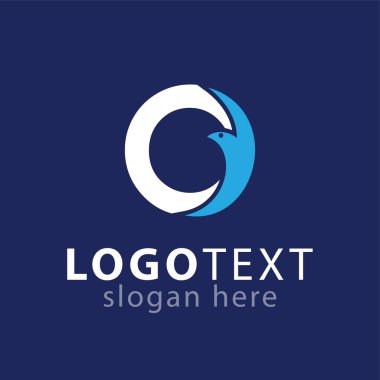 o harfi ile kuş logo simge vektör şablonu