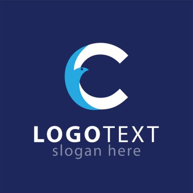 C harfi ile kuş logo simge vektör şablonu
