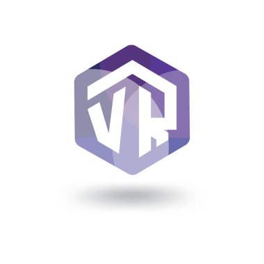 VR ilk mektup altıgen logo vektör