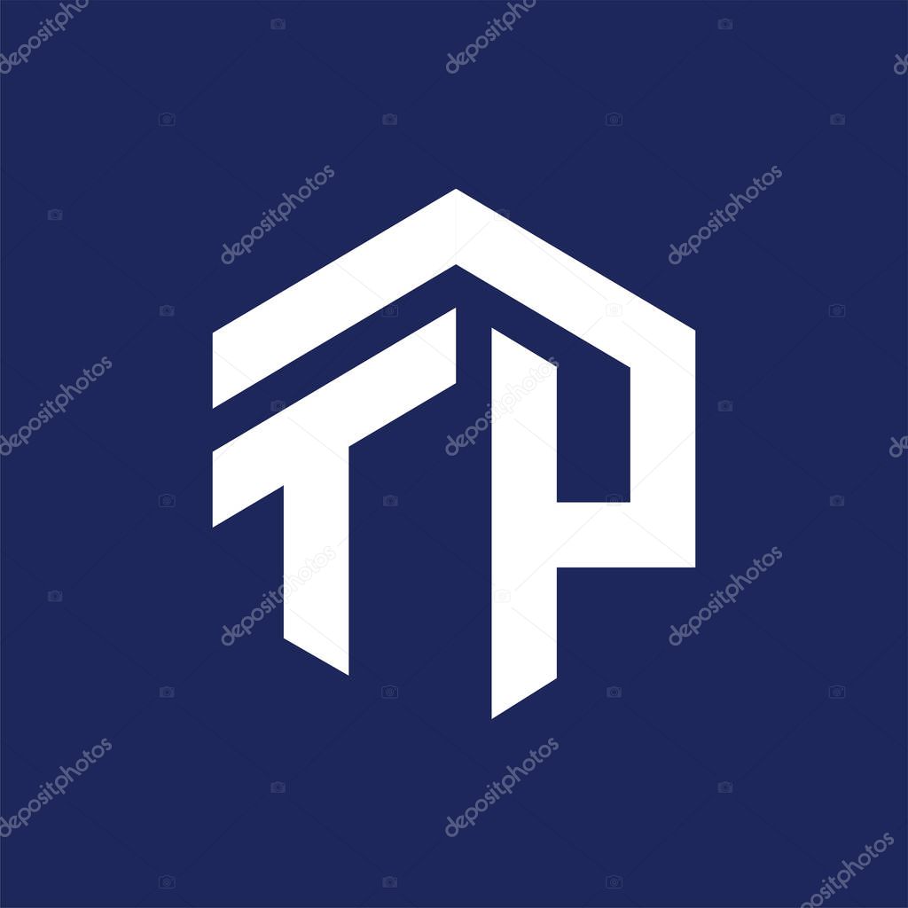 T P Initial letter hexagonal logo vector