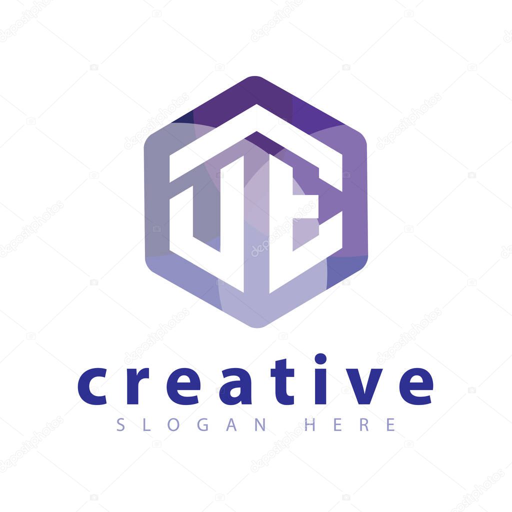 UE Initial letter hexagonal logo vector