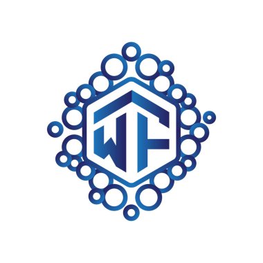 W F ilk mektup altıgen logo vektör