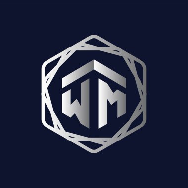 WM ilk mektup altıgen logo vektör