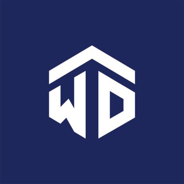 Wo ilk mektup altıgen logo vektör