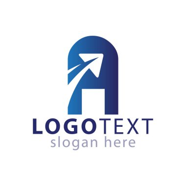 Bir harf uçak ile seyahat logo simge vektör şablonu