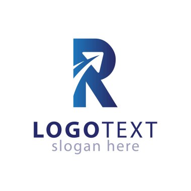 R harfi uçak ile seyahat logo simge vektör şablonu