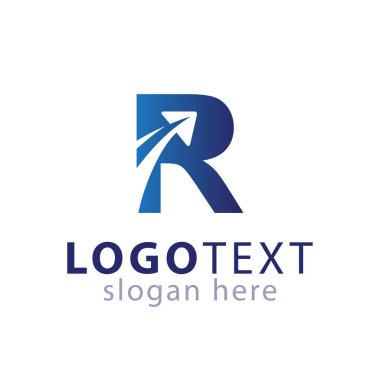 R harfi uçak ile seyahat logo simge vektör şablonu