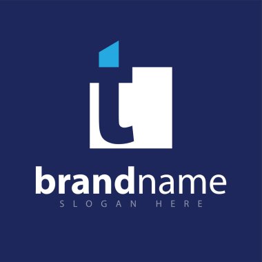 t harfi ile kare logo simge vektör şablonu
