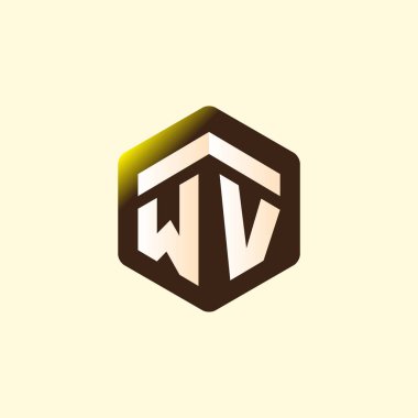 WV ilk mektup altıgen logo vektör