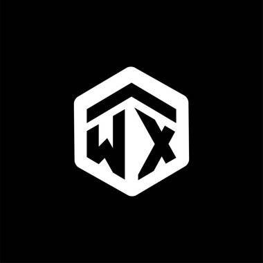 W X ilk mektup altıgen logo vektör