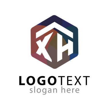 X H ilk mektup altıgen logo vektör
