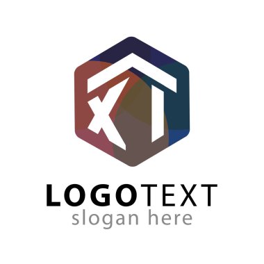 Xi ilk mektup altıgen logo vektör