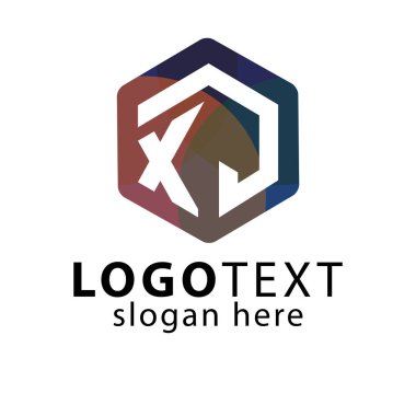 X J ilk mektup altıgen logo vektör