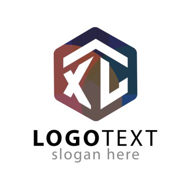 XL ilk mektup altıgen logo vektör