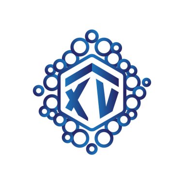 XV ilk mektup altıgen logo vektör