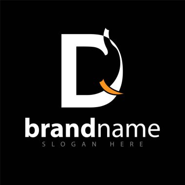 D harfi fil logo simge vektör şablonu