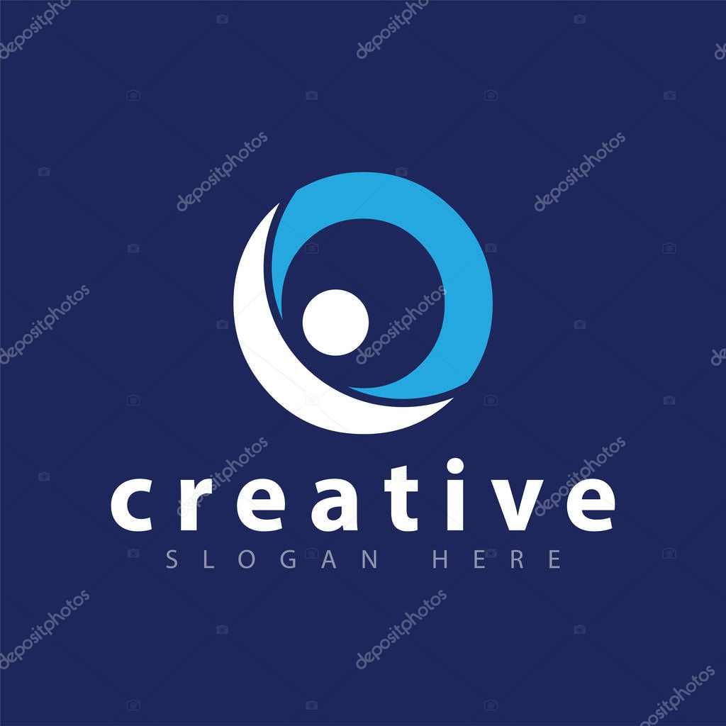 O letter with people logo icon vector template