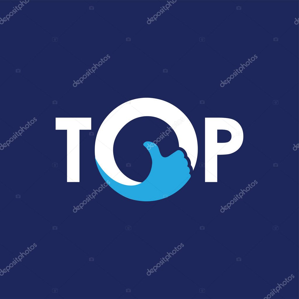 TOP initial letter with thumb logo icon vector template