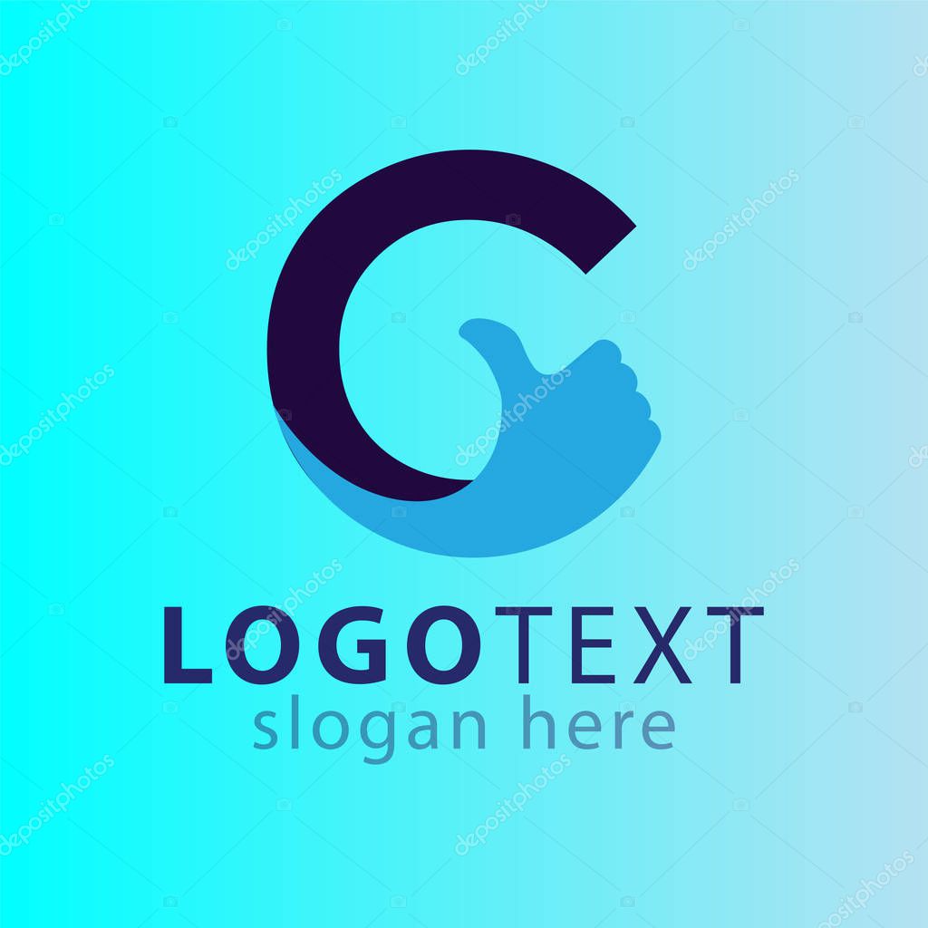 G letter with thumb logo icon vector template