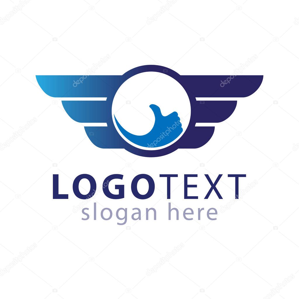 Wing with thumb logo icon vector template