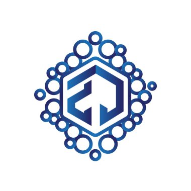 Z J ilk mektup altıgen logo vektör
