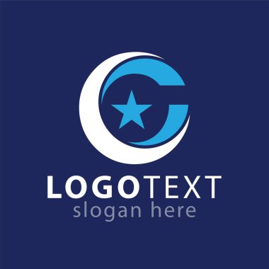 C harfi ile yıldız ve ay logo simge vektör şablonu