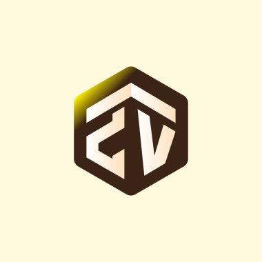 Z V ilk mektup altıgen logo vektör
