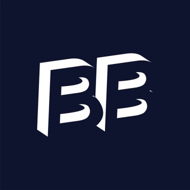 BB ilk harfi ile negatif boşluk logo simge vektör şablonu