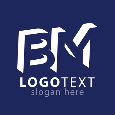 BM ilk harfi ile negatif boşluk logo simge vektör şablonu