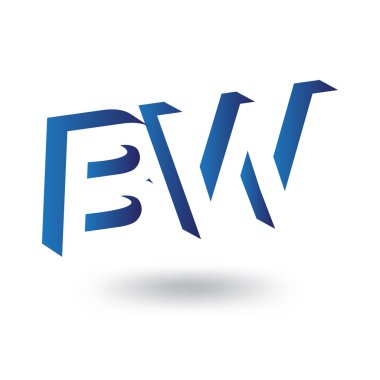 B W ilk harfi ile negatif boşluk logo simge vektör şablonu