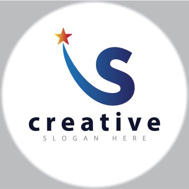 S harfi yıldız logo tasarım şablonu