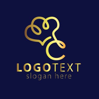 C harfi ve Chef şapka satırı logo simge vektör şablonu