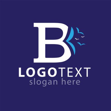 B harfi ile kuş logo simge vektör şablonu