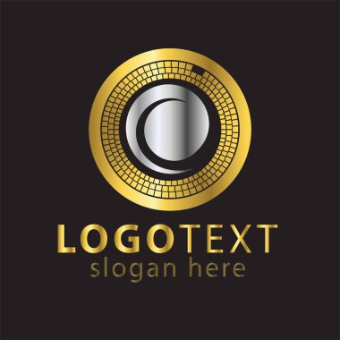 Soyut altın ve gümüş logo simge vektör daire