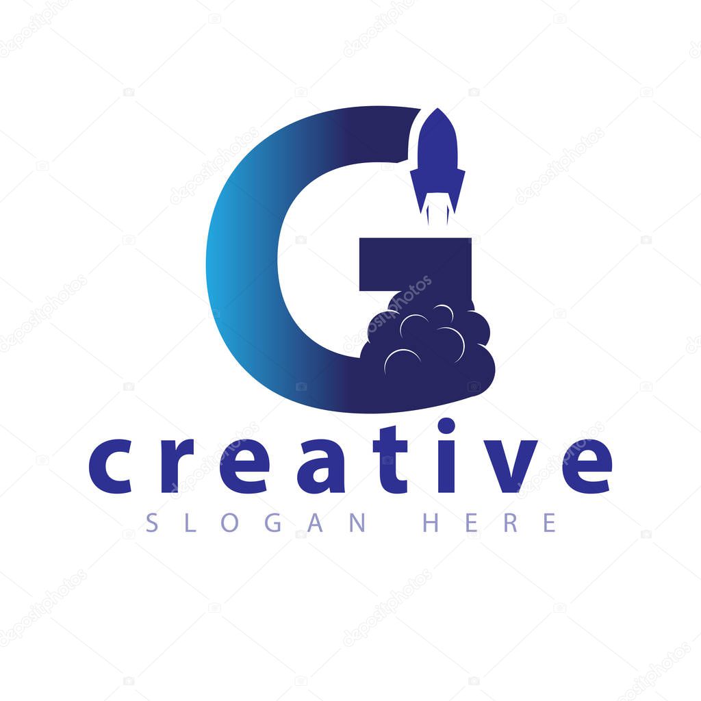 G Letter Rocket logo icon vector template